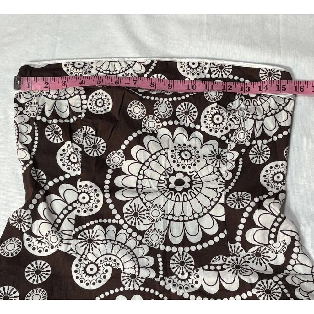 Y2K Ruby Rox Brown Floral Strapless Tube top A-Line Zip Up Lined Dress Boho Sz L - Picture 6 of 6